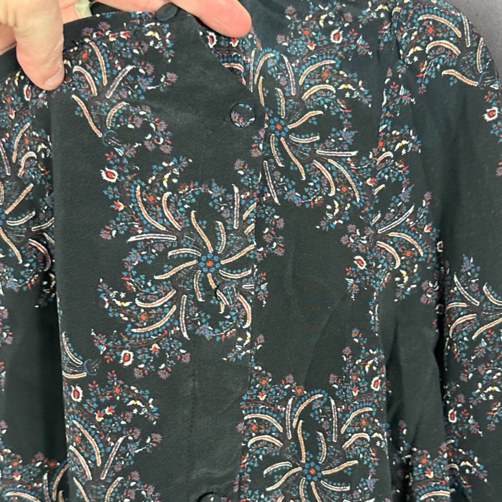 Sezane 100% Silk Printed Long Sleeve Blouse‎ Womens Size 38 French US 6 Top Boho - Picture 7 of 14